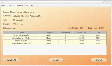 YGO Programming Center sample output